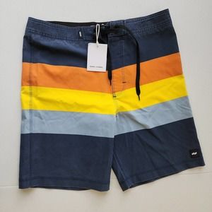 Banks Journal Dirty Denim Boardshorts Shorts Striped Men's Size 32 NWT